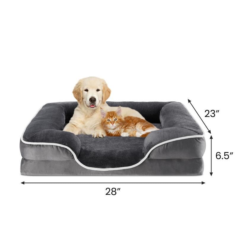 【Deal】Orthopedic Dog Bed, Memory Foam Pet Bed for Medium Dogs with Washable Removable Cover Non-Slip Base Waterproof Liner Egg Crate Foam