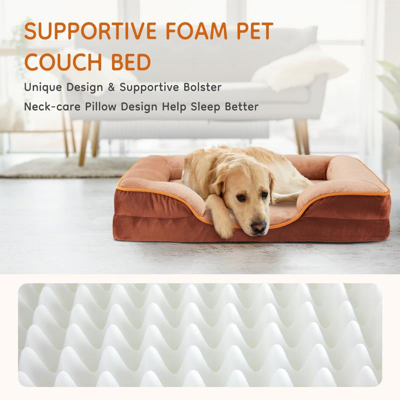 【Deal】Orthopedic Dog Bed, Memory Foam Pet Bed for Medium Dogs with Washable Removable Cover Non-Slip Base Waterproof Liner Egg Crate Foam